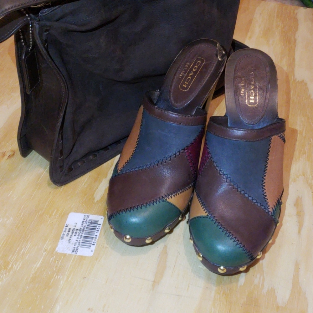 Coach Multicolor Patchwork Emilia Leather Mules